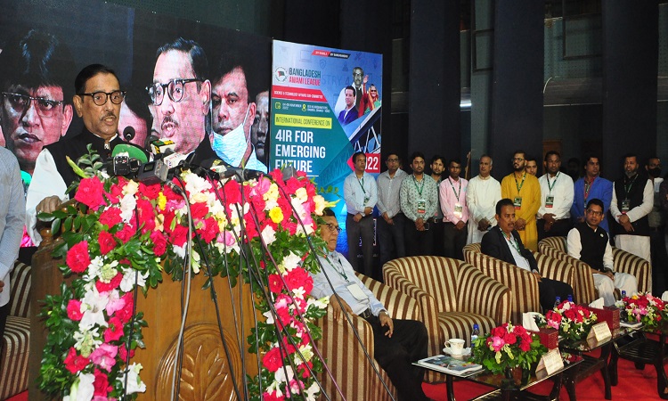 শুক্রবার রাজধানীর ইঞ্জিনিয়ার্স ইনস্টিটিউশনে চতুর্থ শিল্প বিপ্লব নিয়ে বাংলাদেশ আওয়ামী লীগের বিজ্ঞান ও প্রযুক্তি বিষয়ক উপকমিটির আয়োজনে 'স্মার্ট বাংলাদেশ বিনির্মাণের পথে যাত্রা এবং ডেল্টা প্ল্যান বাস্তবায়ন' শীর্ষক দুই দিনব্যাপী আন্তর্জাতিক সম্মেলনের উদ্বোধনী অনুষ্ঠানে বক্তব্য রাখেন দলের সাধারণ সম্পাদক এবং সড়ক পরিবহন ও সেতুমন্ত্রী ওবায়দুল কাদের।