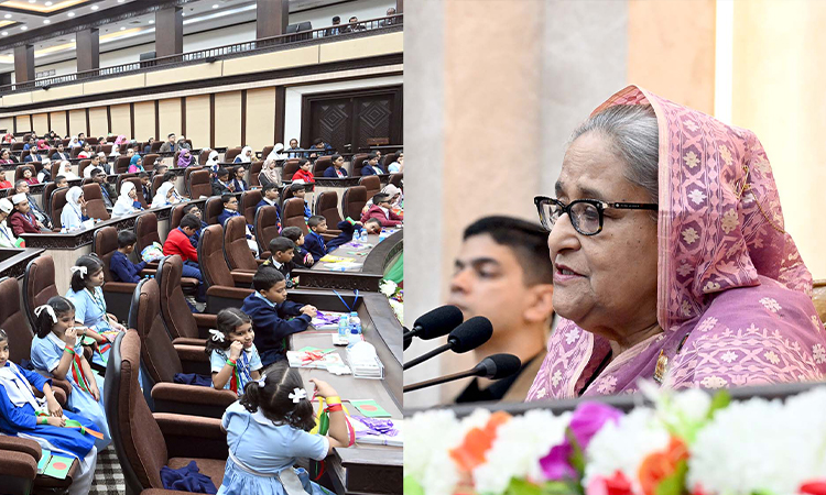 প্রধানমন্ত্রী শেখ হাসিনা রোববার তাঁর কার্যালয়ে ২০২৪ শিক্ষাবর্ষের বিভিন্ন স্তরের শিক্ষার্থীদের মাঝে বিনামূল্যে পাঠ্যপুস্তক বিতরণ কার্যক্রমের উদ্বোধন অনুষ্ঠানে বক্তব্য রাখেন।