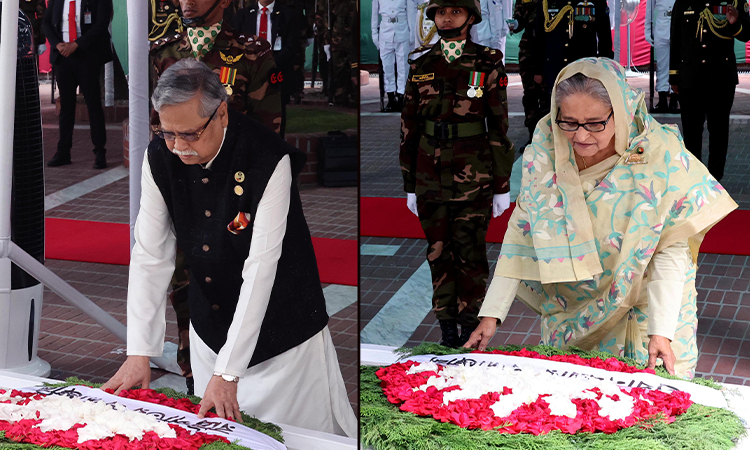 জাতির পিতা বঙ্গবন্ধু শেখ মুজিবুর রহমানের ১০৪তম জন্মবার্ষিকী উপলক্ষ্যে রোববার গোপালগঞ্জের টুঙ্গিপাড়ায় তার সমাধিতে শ্রদ্ধা নিবেদন করেন রাষ্ট্রপতি মো. সাহাবুদ্দিন ও প্রধানমন্ত্রী শেখ হাসিনা।