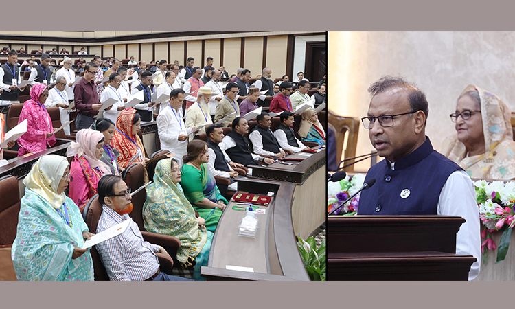 বৃহস্পতিবার প্রধানমন্ত্রীর কার্যালয়ে ময়মনসিংহ ও কুমিল্লা সিটি কর্পোরেশনের নবনির্বাচিত কাউন্সিলরদের শপথ পাঠ করান স্থানীয় সরকার পল্লী উন্নয়ন ও সমবায় মন্ত্রী তাজুল ইসলাম।