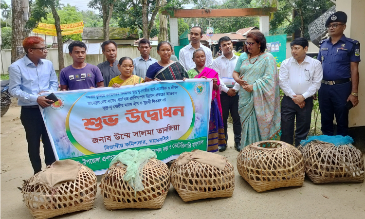 ঝিনাইগাতীতে ক্ষুদ্র নৃ-গোষ্ঠীর পরিবারের মাঝে হাঁস ও মুরগি বিতরণ