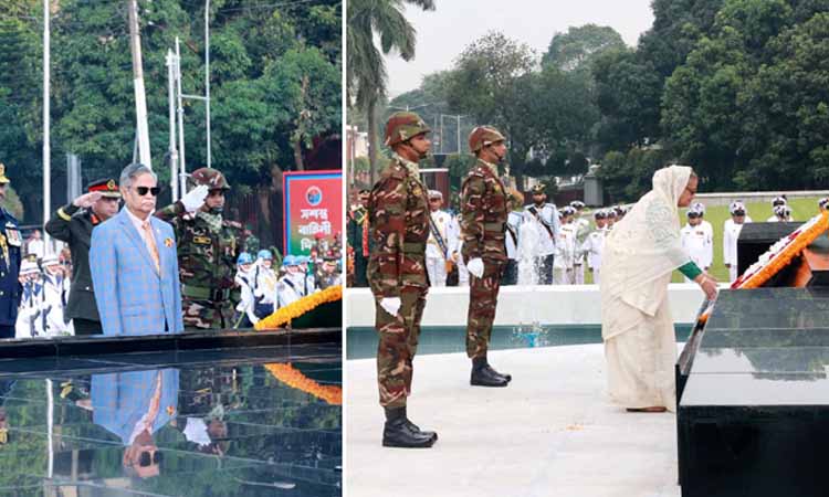 শিখা অনির্বাণে রাষ্ট্রপতি ও প্রধানমন্ত্রীর শ্রদ্ধা