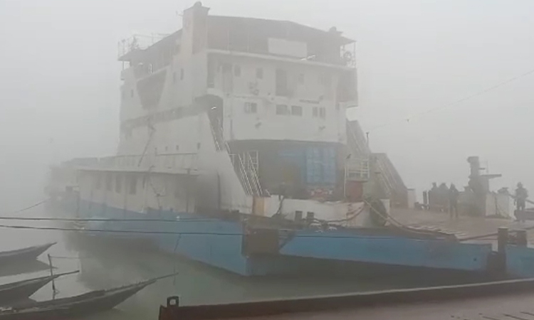 ঘন কুয়াশার কারণে দৌলতদিয়া-পাটুরিয়া নৌরুটের ফেরি চলাচল বন্ধ