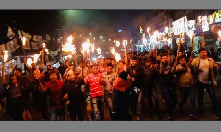 হরতালের সমর্থনে ছাত্রদলের মশাল মিছিল