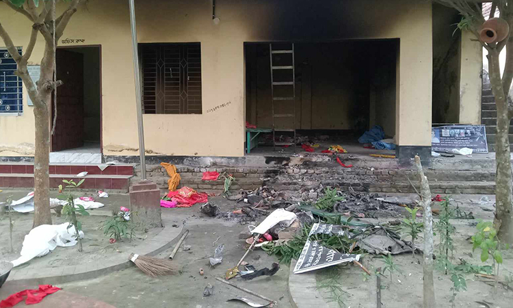 রায়পুরে মন্দিরে ভাঙচুর-অগ্নিসংযোগের ঘটনায় মামলা