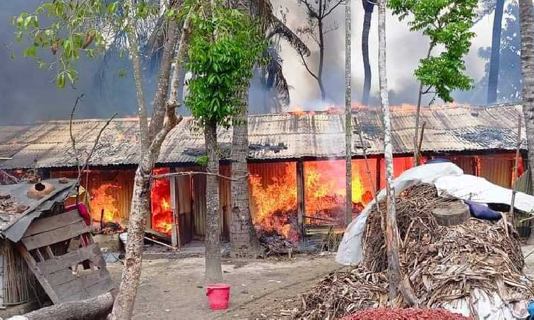 সিংড়ায় অগ্নিকাণ্ডে ১০টি পরিবার নিঃস্ব
