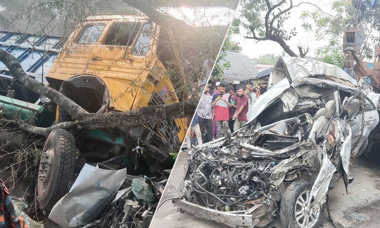 ঝালকাঠিতে টোল প্লাজায় ট্রাক-প্রাইভেটকার-অটোরিকশা সংঘর্ষ, নিহত বেড়ে ১৪