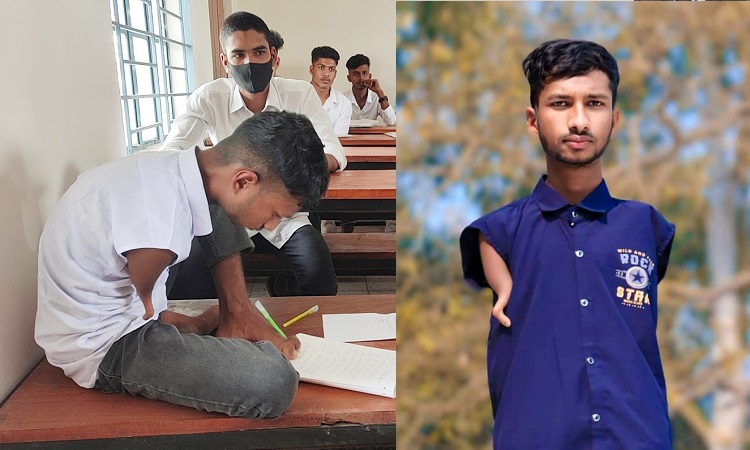 পা দিয়ে লিখে পাশ করেছে অদম্য শিক্ষার্থী সিয়াম