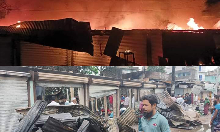 শ্যামগঞ্জে ভয়াবহ অগ্নিকাণ্ড, ৭ ব্যাবসা প্রতিষ্ঠান পুরে ছাই