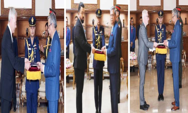 রাষ্ট্রপতির কাছে তিন দেশের রাষ্ট্রদূতগণের পরিচয়পত্র পেশ