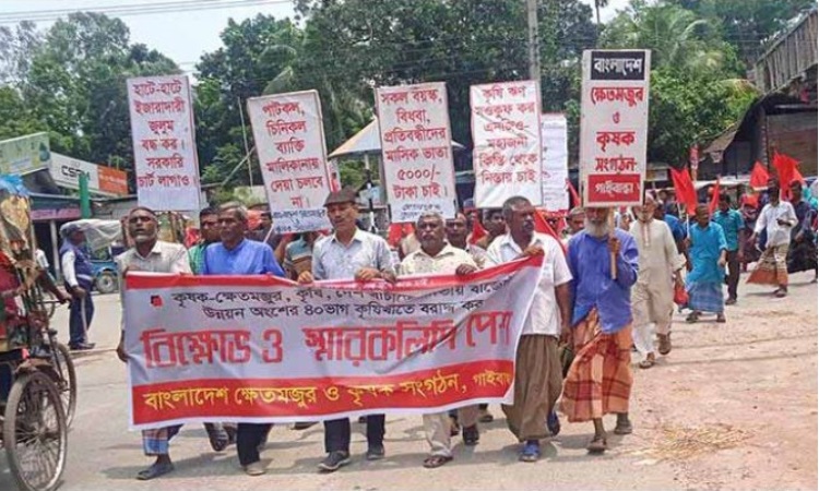 উন্নয়ন বাজেটের ৪০ শতাংশ কৃষিখাতে বরাদ্দের দাবিতে গাইবান্ধায় বিক্ষোভ
