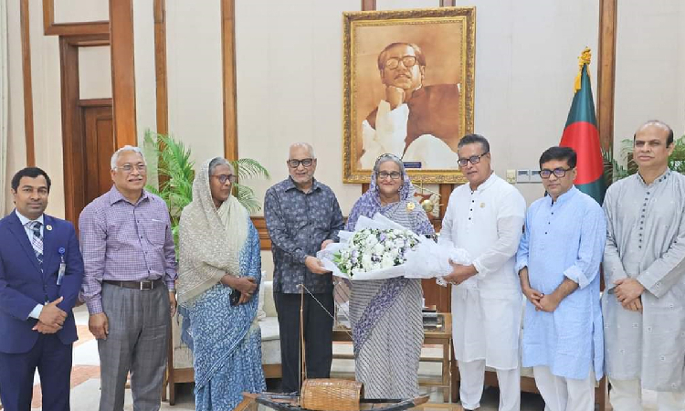 কারামুক্তি দিবসে প্রধানমন্ত্রীকে আওয়ামী লীগের ফুলেল শুভেচ্ছা