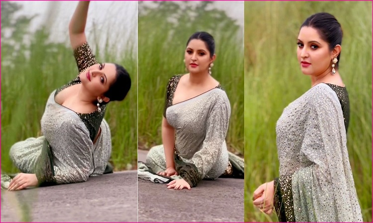 ধূসর শাড়িতে উষ্ণতা ছড়ালেন, কোথায় পরীমণি?