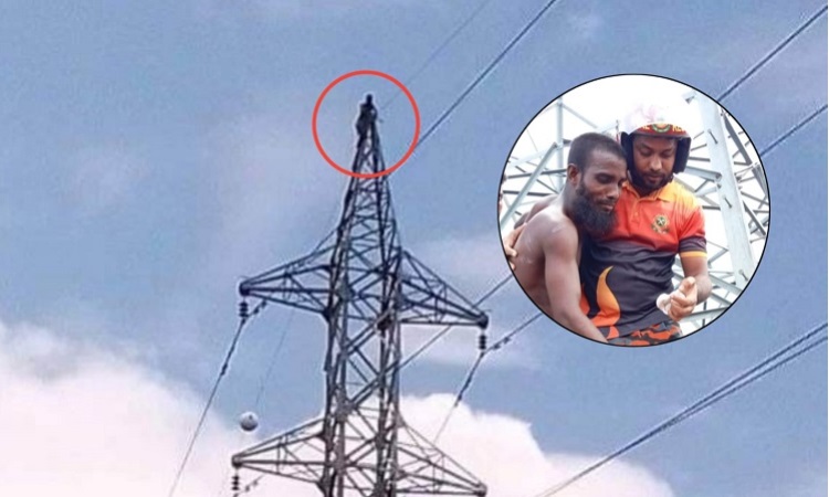 হাওর সাঁতরে এসে বিদ্যুতের টাওয়ারে যুবক, ৩ উপজেলায় বিদ্যুৎ বন্ধ