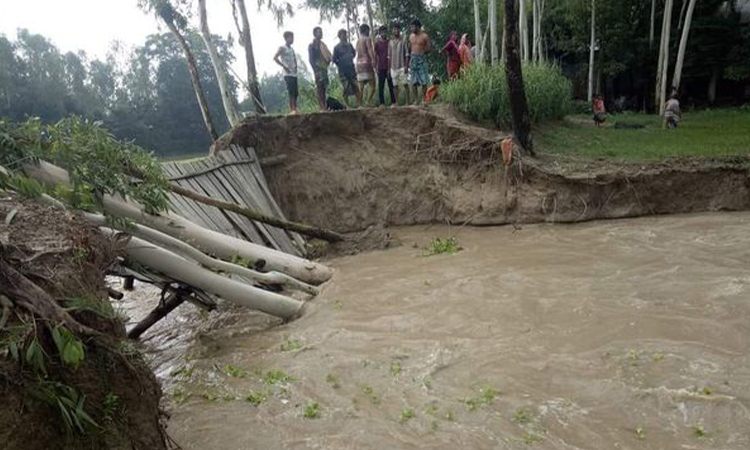 সাঘাটায় বাঁধ ভেঙে ১৫ গ্রাম প্লাবিত, হাজার হাজার মানুষ পানিবন্দি
