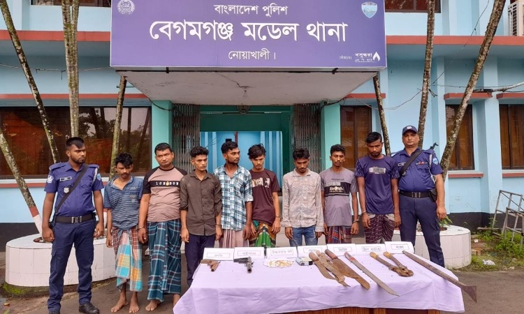 নোয়াখালীতে অস্ত্র ও স্বর্ণালংকারসহ ৮ ডাকাত আটক