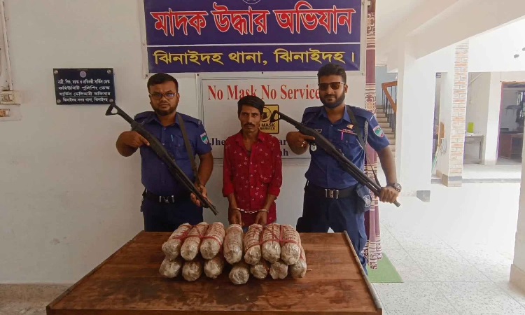 ঝিনাইদহে ৭ কেজি গাঁজাসহ মাদক ব্যবসায়ী আটক