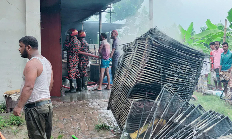গুরুদাসপুরে আগুনে পুড়ে ছাই কয়েল কারখানা