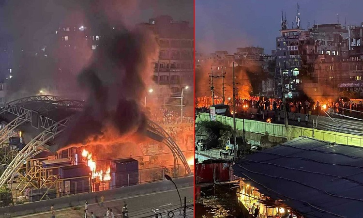 মেয়র হানিফ ফ্লাইওভারের টোল প্লাজায় আগুন, যান চলাচল বন্ধ