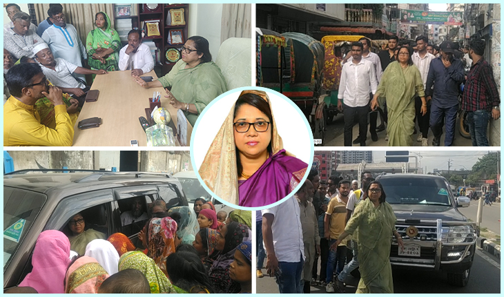 দলীয় নেতা-কর্মীদের সাথে মাঠে পাহারায় আছেন এডভোকেট সানজিদা খানম