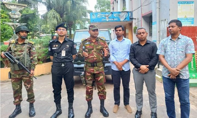 শ্রীমঙ্গলে সেনাবাহিনীর সহায়তায় পুলিশিং কার্যক্রম শুরু