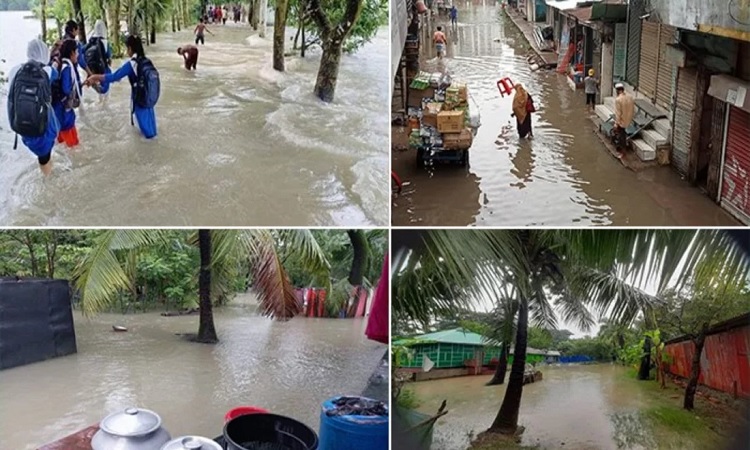 টানা বর্ষণে প্লাবিত নোয়াখালী, পানিবন্দি লাখ লাখ মানুষ