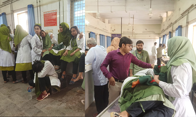 রামেবির নার্সিং শিক্ষার্থীদের 'প্রতীকী পরীক্ষা ও বিষপান', হাসপাতালে ১৫