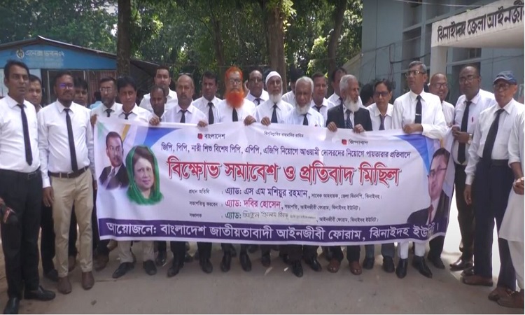 ঝিনাইদহ জাতীয়তাবাদী আইনজীবী ফোরামর প্রতিবাদে বিক্ষোভ
