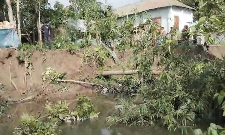নড়াইলের চিত্রা নদী ভাঙ্গনে বিলীন হচ্ছে বসতবাড়ি