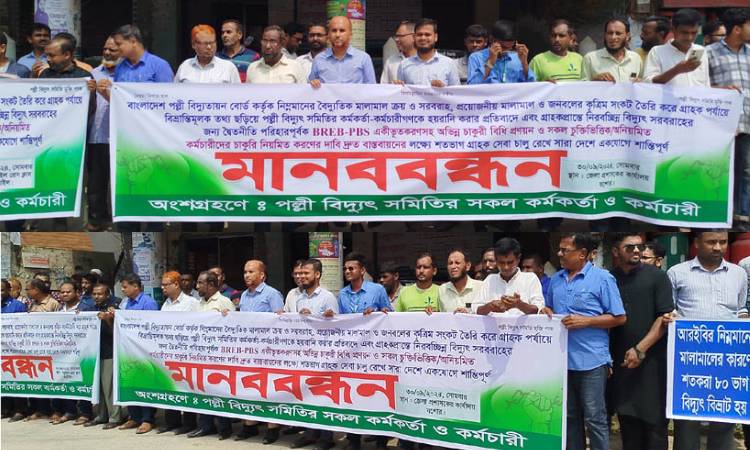 নড়াইলে পল্লী বিদ্যুৎ সমিতির মানববন্ধন