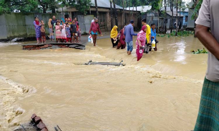 শেরপুরে বন্যা পরিস্থিতি অবনতি, পানিবন্দি হাজারো মানুষ