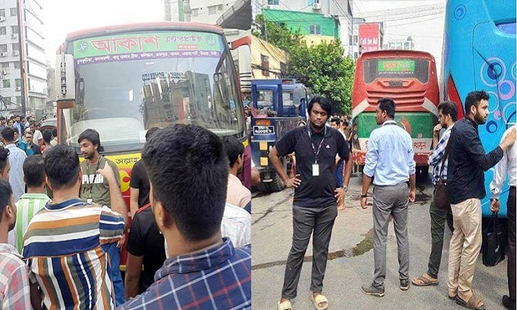 বাড্ডায় বাসচাপায় নারী নিহত, সড়ক অবরোধ