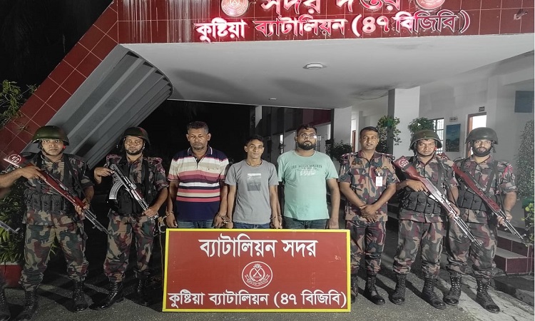 দৌলতপুর সীমান্তে বিজিবি’র অভিযানে ৩ সন্ত্রাসী আটক