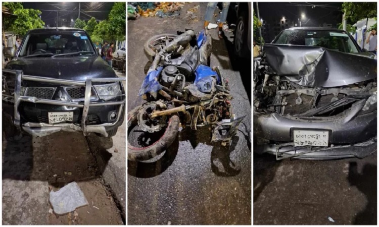 দুই গাড়ির মাঝে পড়ে মোটরসাইকেল আরোহীর মৃত্যু