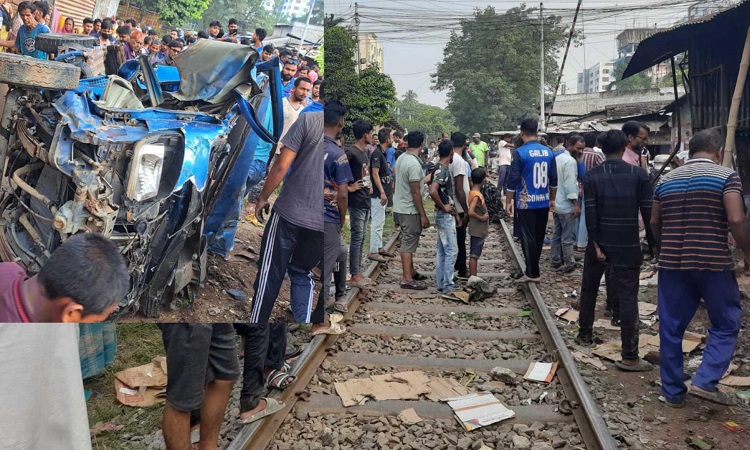 অরক্ষিত রেলক্রসিং, ট্রেনের সাথে পিকআপের ধাক্কায় আহত ৫