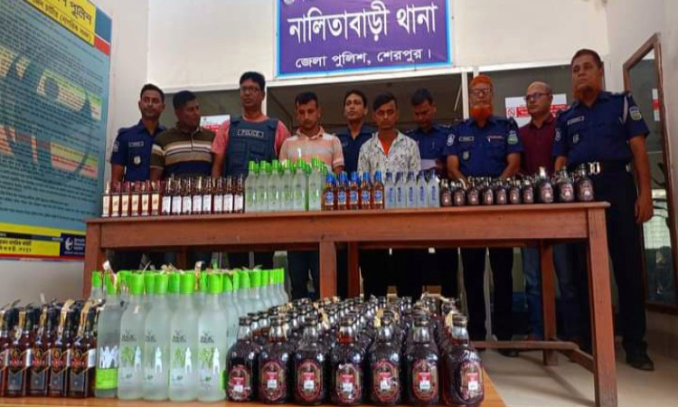 শেরপুরে ৭৭৪ বোতল ভারতীয় মদসহ আটক ২