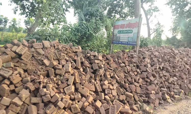 রাস্তায় অবৈধ ইট-বালুর ব্যবসা, গোমস্তাপুরে জনদুর্ভোগ