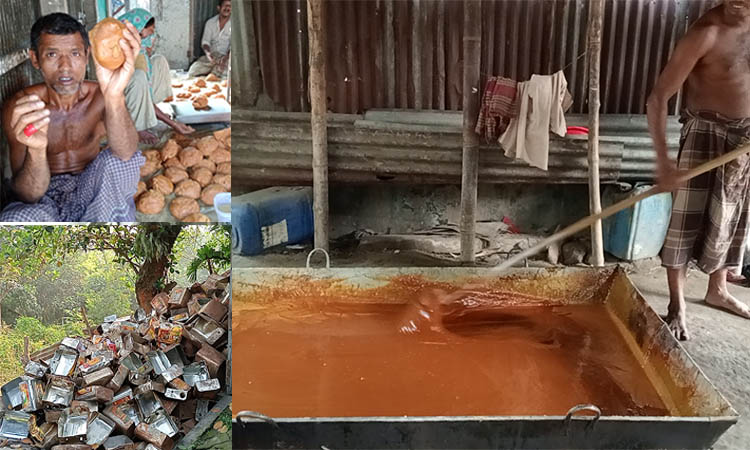 ইসলামপুরে অবৈধ প্রক্রিয়ায় তৈরি হচ্ছে দেশি গুড়!