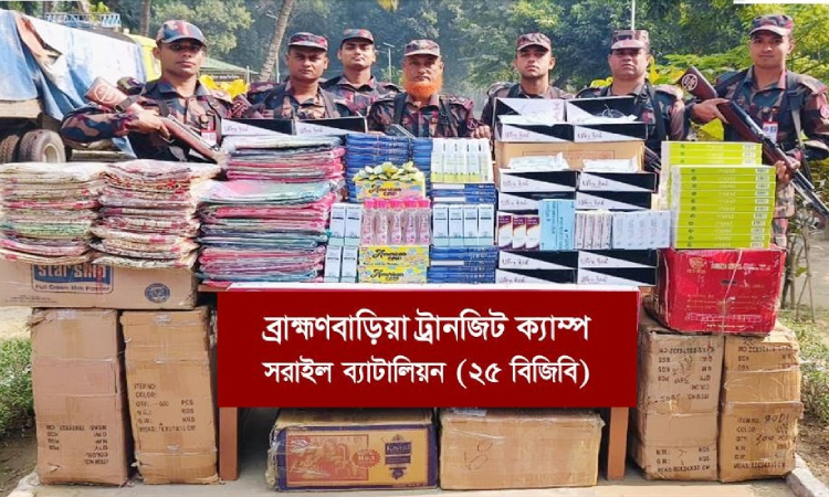 ব্রাহ্মণবাড়িয়ায় কোটি টাকা মূল্যের ভারতীয় মালামাল আটক
