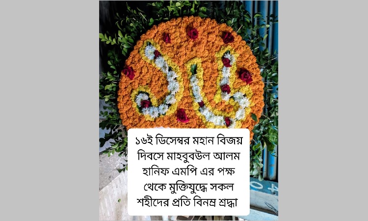 বিজয় দিবসে মুক্তিযুদ্ধের শহীদদের প্রতি মাহবুবউল আলম হানিফের শ্রদ্ধা