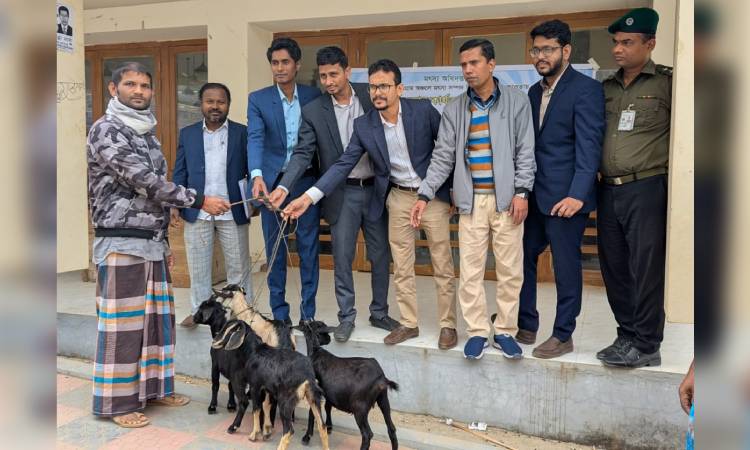 লামায় বিনামূল্যে ছাগল পেল ১০ জেলে পরিবার