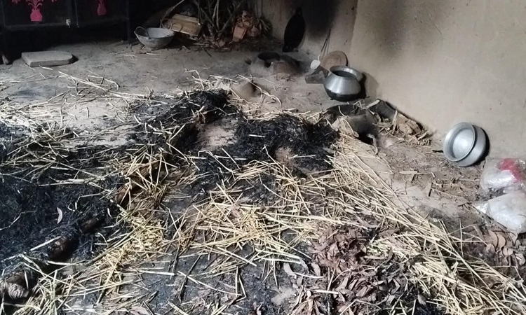 ভালুকায় জমিসংক্রান্ত বিষয়ে বসতঘরে আগুন