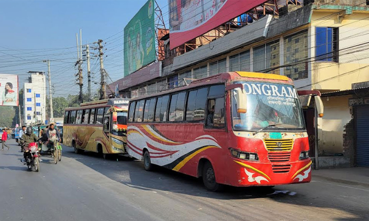 দুই দিন পর রাজবাড়ী-কুষ্টিয়া রুটে বাস চলাচল শুরু