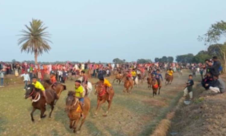 নড়াইলের চাকই মাঠে ঘোড়াদৌড় প্রতিযোগিতা অনুষ্ঠিত