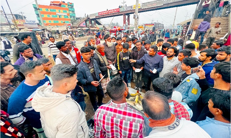 সিংড়ায় জুলাই বিপ্লবের ঘোষণাপত্রের লিফলেট বিতরণ