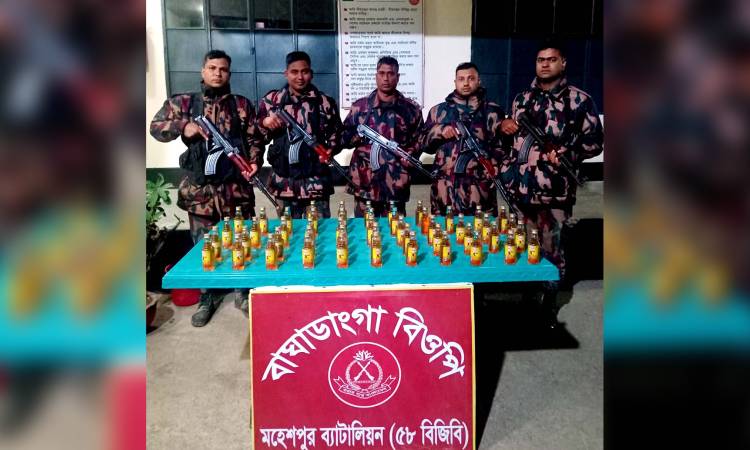 মহেশপুর সীমান্তে ভারতীয় মদ জব্দ