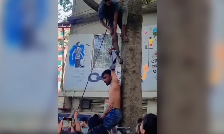 ছিনতাইকারী অপবাদে যুবককে গাছে ঝুলিয়ে নির্যাতন