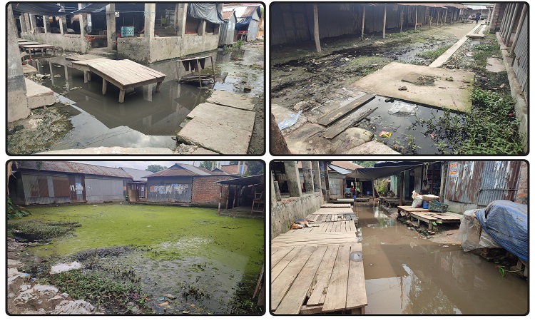 সরিষাবাড়ীতে পানি নিষ্কাশনের ব্যবস্থা না থাকায় সামান্য বৃষ্টিতে বাজারে জলাবদ্ধতা