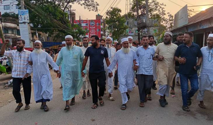 সরাইলে নিষিদ্ধ যুবলীগের ঝটিকা মিছিলের প্রতিবাদে জামায়াতের বিক্ষোভ মিছিল