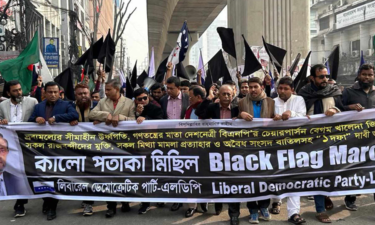 রাজধানীতে এলডিপির কালো পতাকা মিছিল